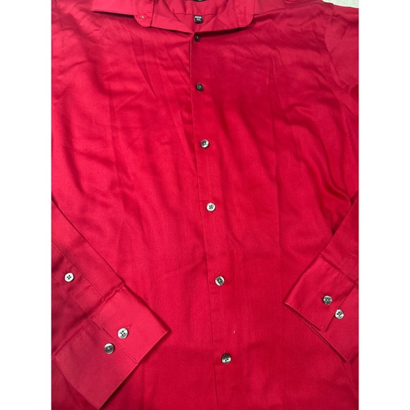 GEOFFREY BEENE Mens Red Fitted No Iron Dress Shirt 15 1/2 34/35 - Picture 3 of 3